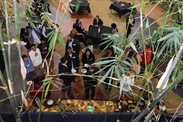 Elevated view of alumni event